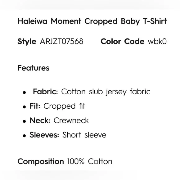 NWT Roxy Haleiwa Moment Cropped Baby T Shirt - Picture 11 of 12